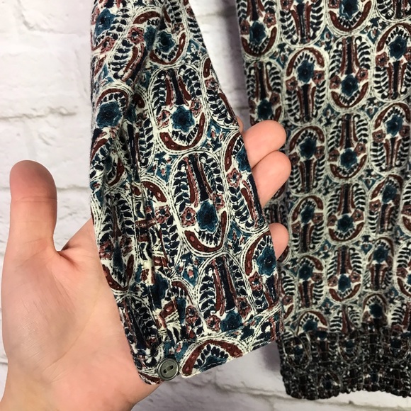 Lucky Brand Boho Smocked Popover Vneck Cotton Top - Picture 4 of 6